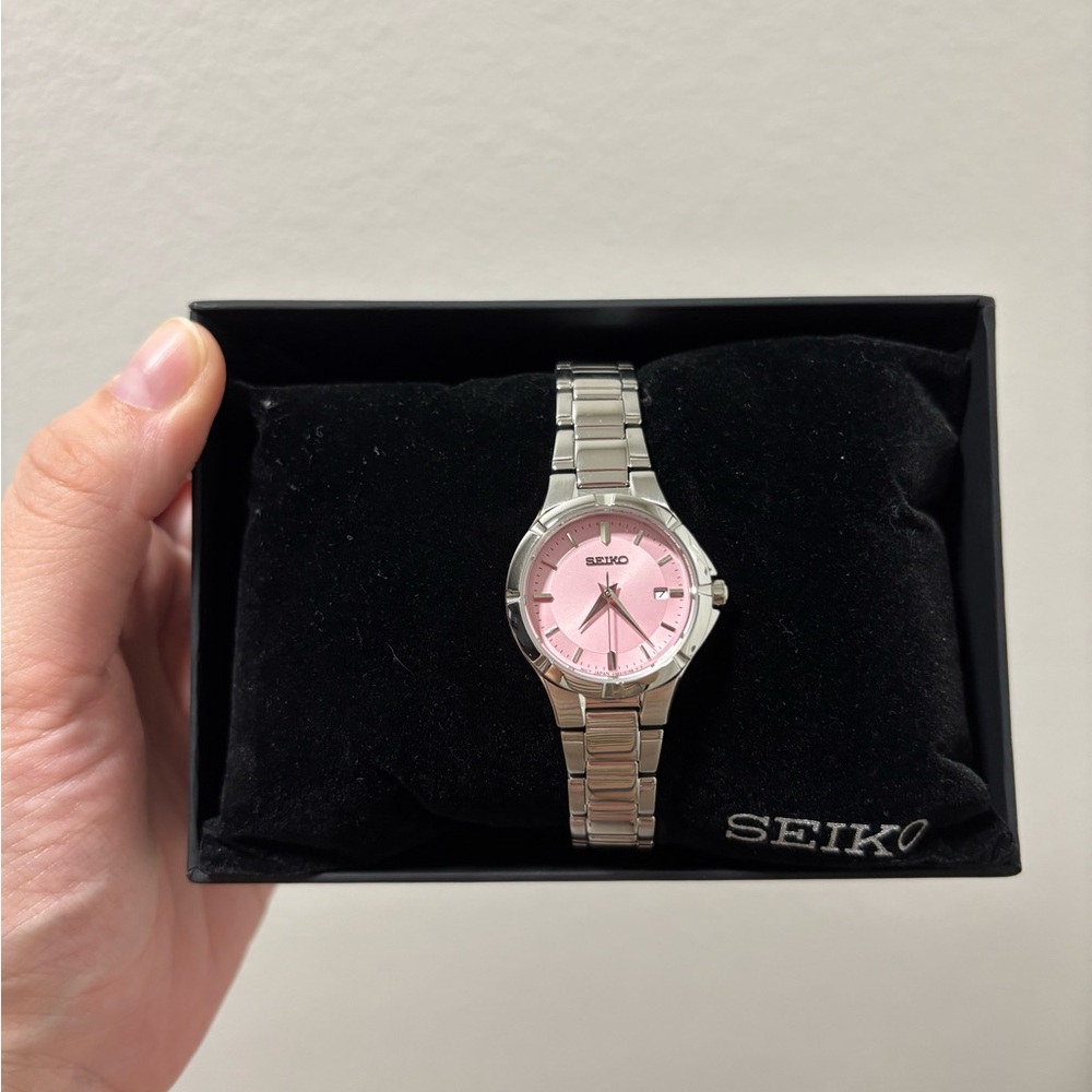 Seiko Silver and Pink Watch